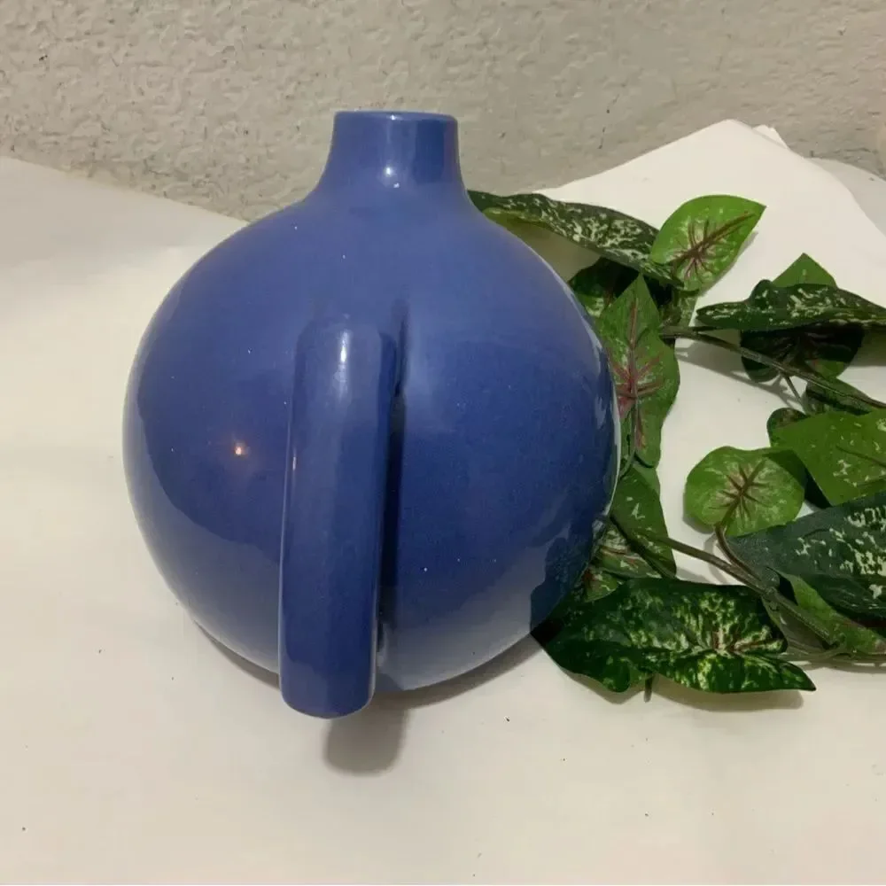 Vintage Red Wing Pottery Blue Ball Tilt Pitcher Round 6” tall A14